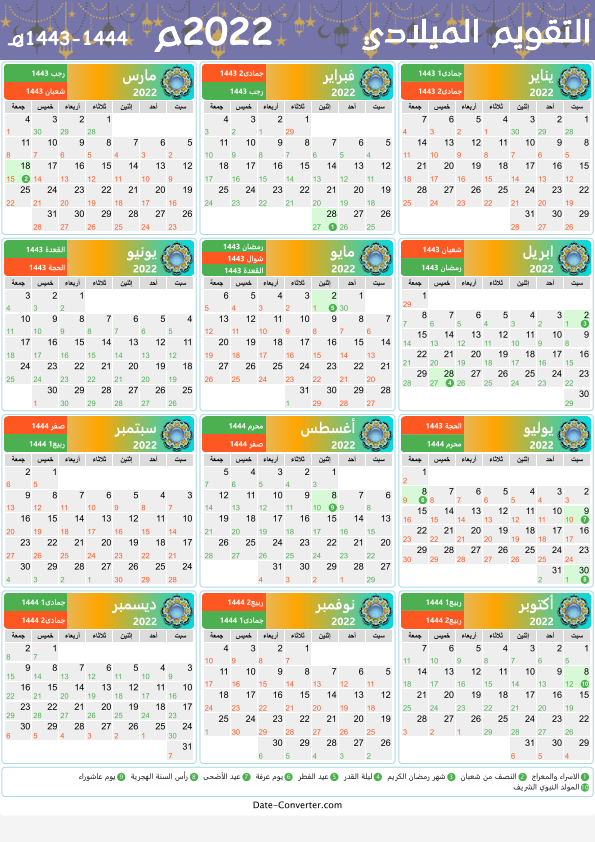 تنزيل التقويم الميلادي 2022 كـ بي دي إف