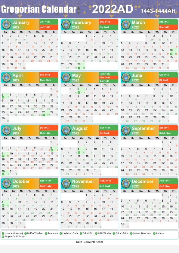 Hijri Calendar 2022 Download Gregorian Calendar 2022 As Jpg
