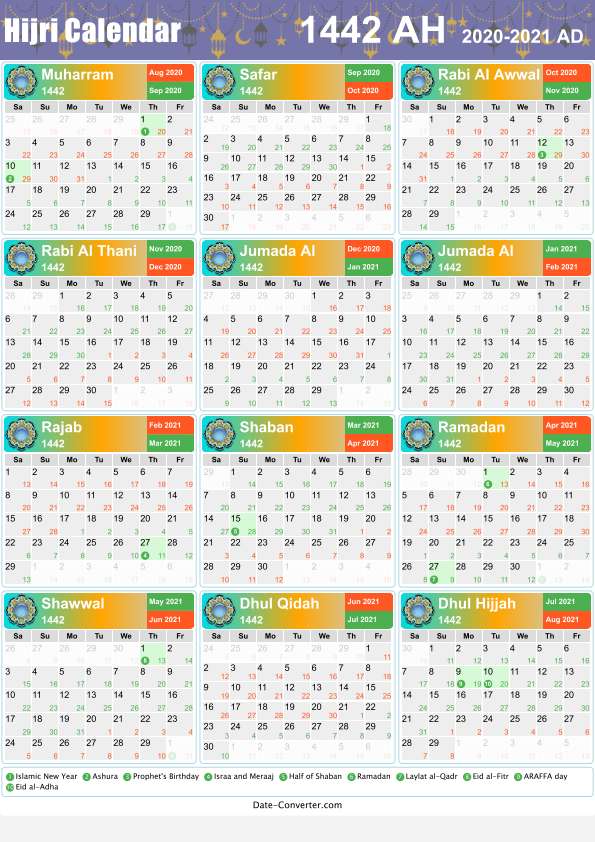 Download Hijri Calendar 1442 as pdf