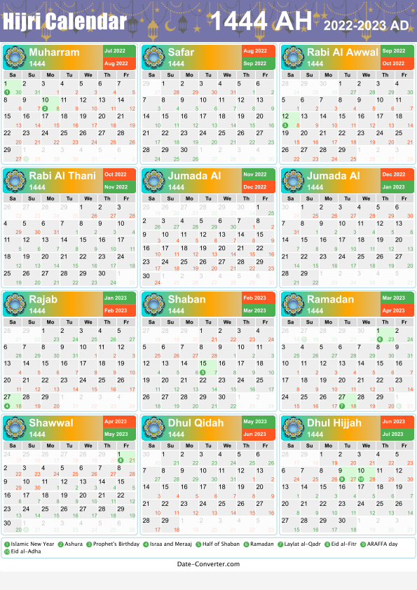 Download Hijri Calendar 1444 as pdf
